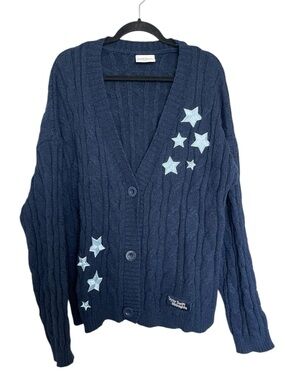 Taylor Swift Midnights Navy Cable-Knit Star Button Cardigan